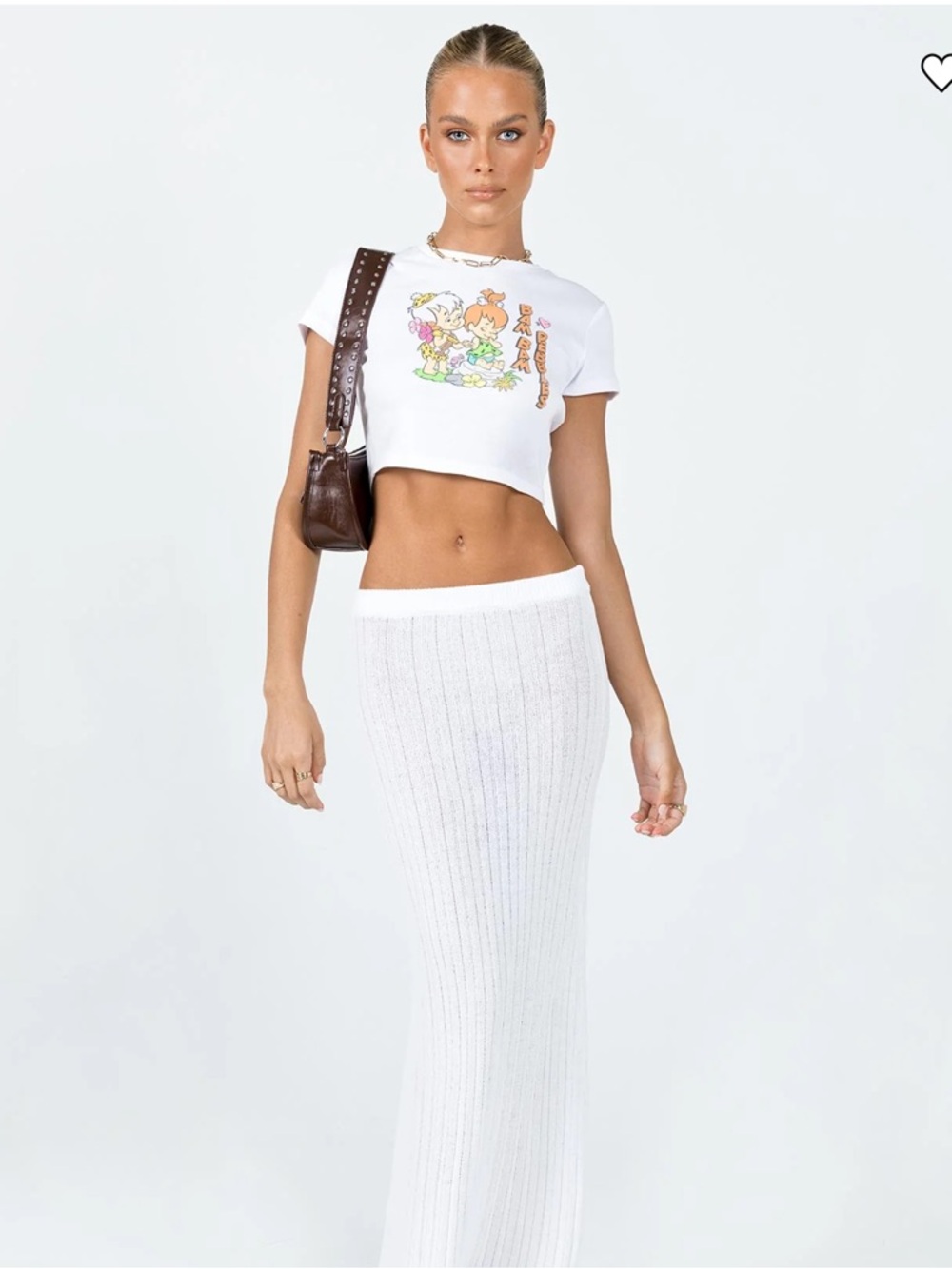Princess Polly White Ribbed Belle Maxi Skirt - Sleek Knit